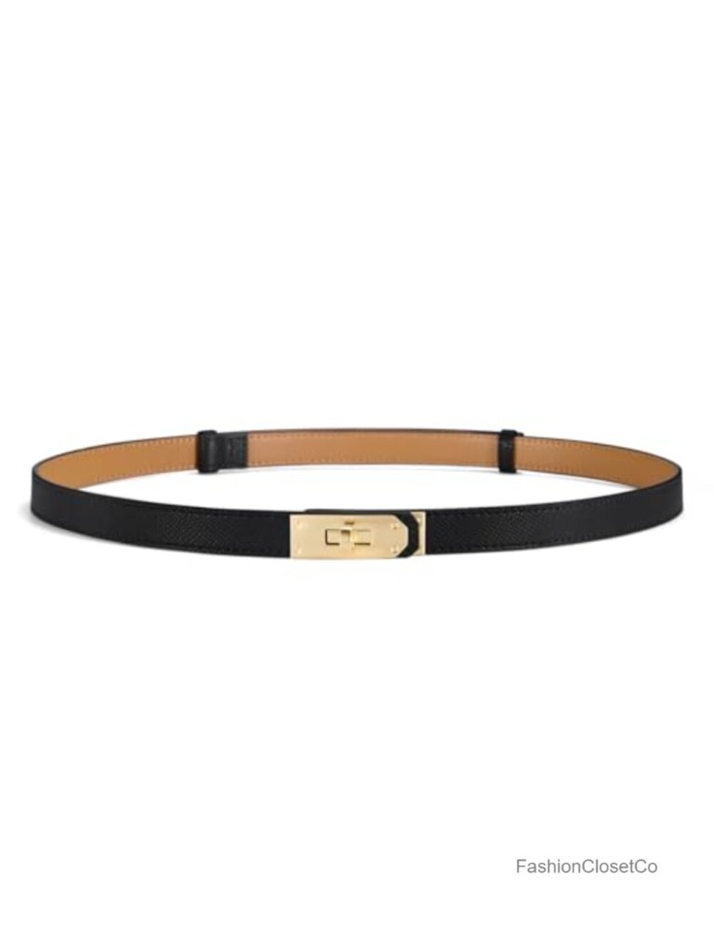 Women's Skinny Leather Belt Adjustable No-Hole Slide Buckle Dress